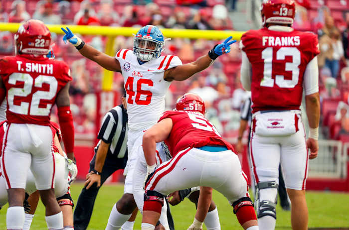Ole Miss vs. Arkansas on Oct. 17, 2020, in Fayetteville, Arkansas.